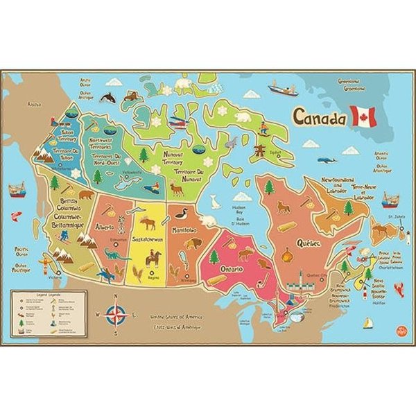 Brewster Home Fashions Brewster Home Fashions WPE1391 Kids Canada Dry Erase Map Decal - 24 in. WPE1391